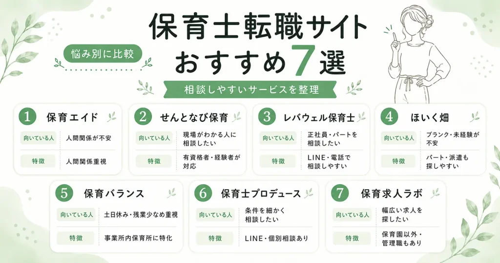 保育士転職サイトおすすめ7選の比較画像